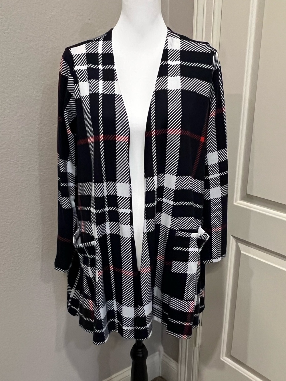 LuLaRoe Caroline - Navy, White, & Red Plaid